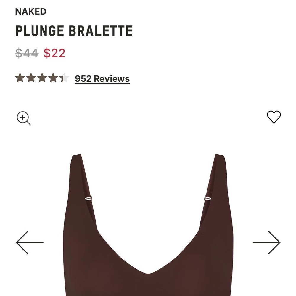 Brand new with tag - SKIMS Naked  Plunge Bralette in Cocoa - sold out - size M